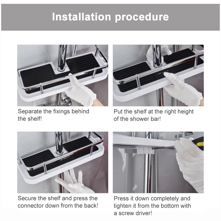 Practical Bathroom Storage Rack Holder Organizer Tray Holder Fit For Shower Rod: 24/25MM In Diameter