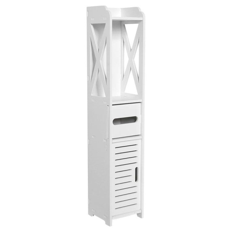 Bathroom Toilet Furniture Cabinet White Wood Cupboard Shelf Storage Rack(Small)