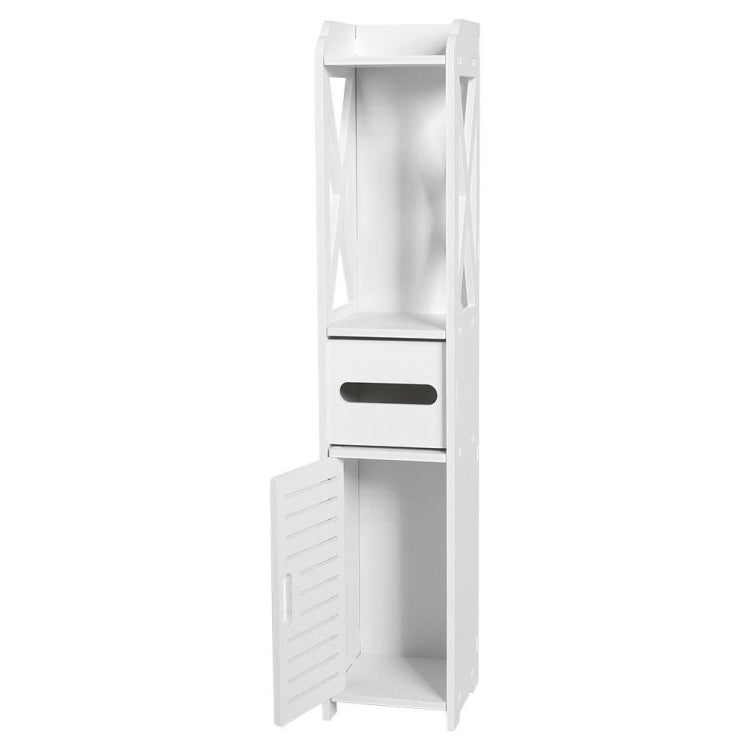 Bathroom Toilet Furniture Cabinet White Wood Cupboard Shelf Storage Rack(Small)