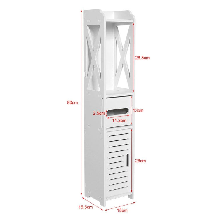 Bathroom Toilet Furniture Cabinet White Wood Cupboard Shelf Storage Rack(Small)
