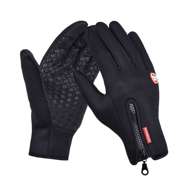 Outdoor Sports Hiking Winter Leather Soft Warm Bike Gloves For Men Women, Size:L