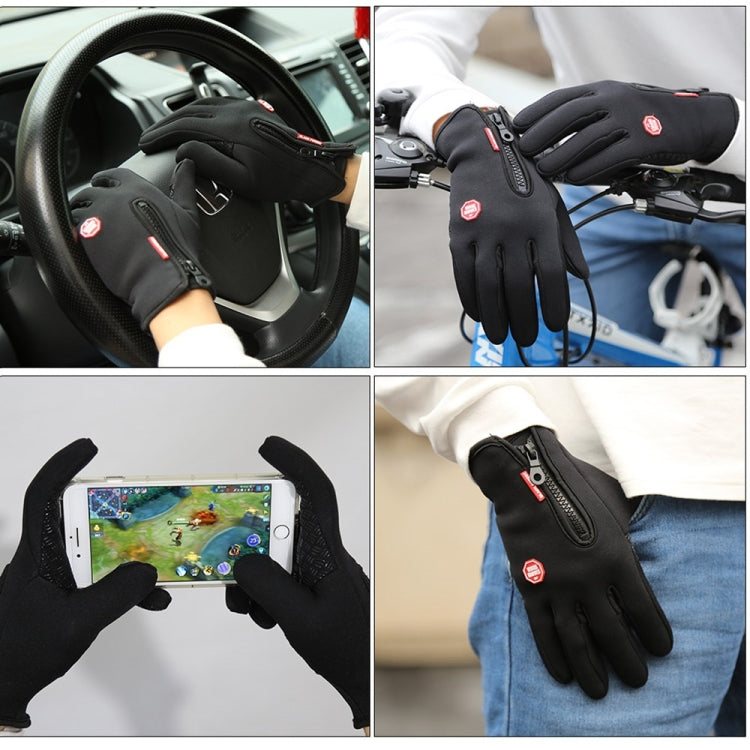 Outdoor Sports Hiking Winter Leather Soft Warm Bike Gloves For Men Women, Size:M