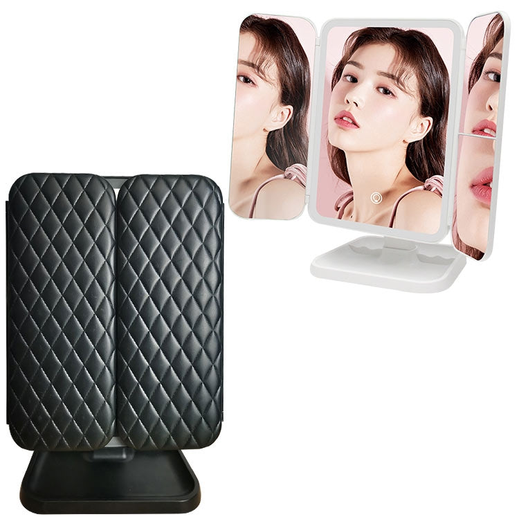 Simple & Stylish LED Three-Fold Square Makeup Mirror, Specification:Charging Model Monochrome Lamp
