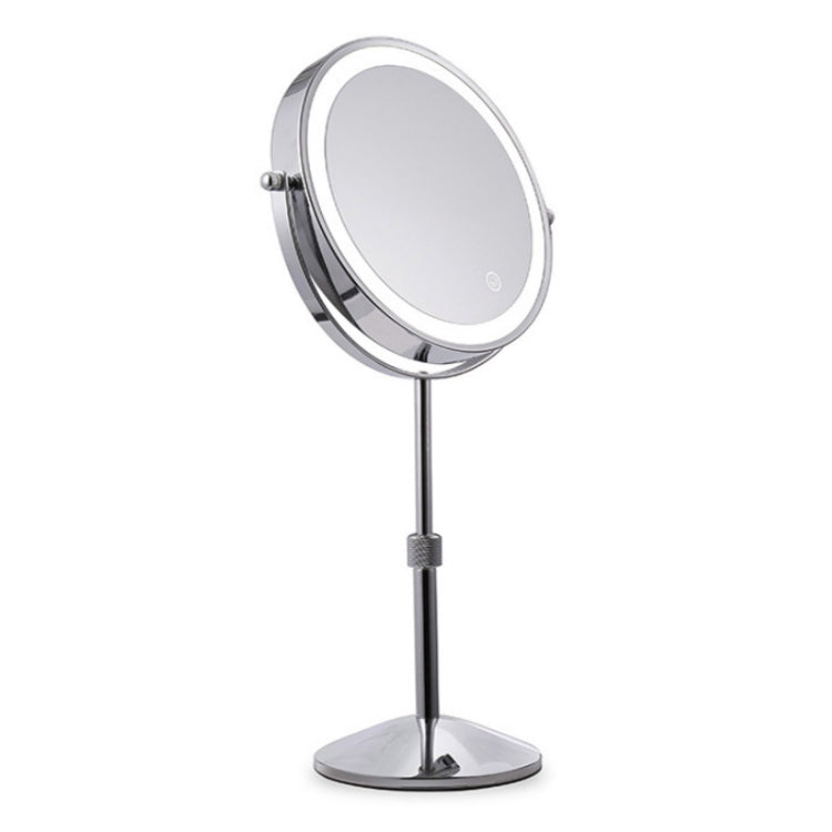 Desktop Double-SidedRound LED Luminous Makeup Mirror Liftable Magnifying Mirror, Specification:Plane + 3 Times Magnification(7-inch Battery Model)