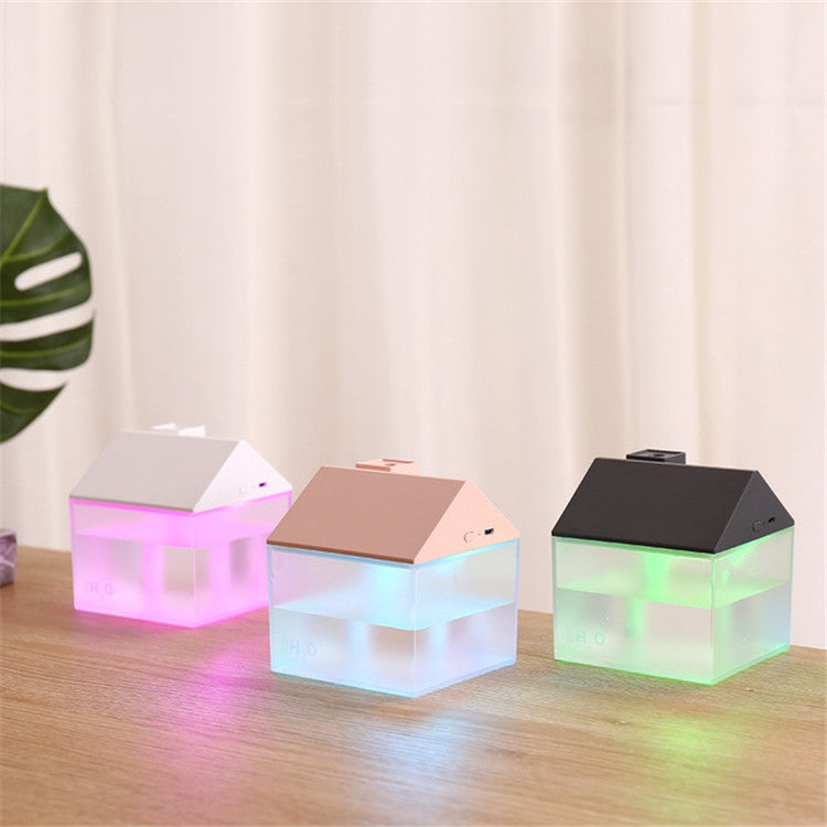 Retro House Indoor Outdoor Air Purifier Desktop Aromatherapy Humidifier with Led Night Light, Style:USB Charging(White)