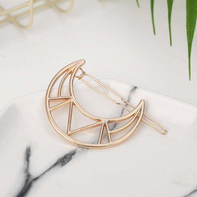 2 PCS Fashion Woman Hair Accessories Triangle Hair Clip Pin Metal Geometric Alloy Hairband