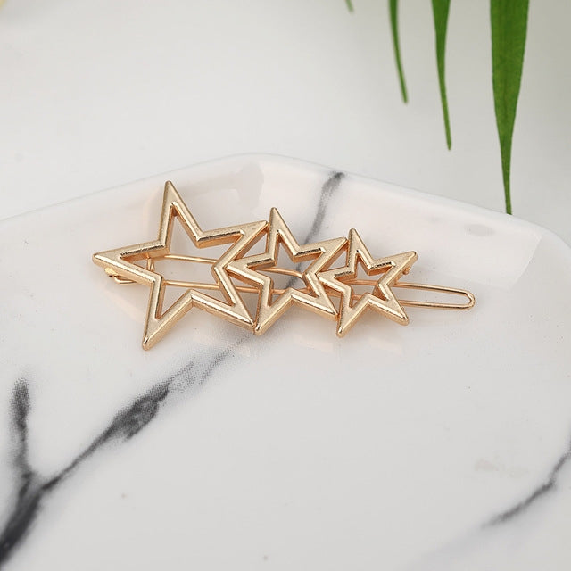 2 PCS Fashion Woman Hair Accessories Triangle Hair Clip Pin Metal Geometric Alloy Hairband
