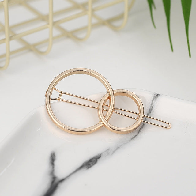 2 PCS Fashion Woman Hair Accessories Triangle Hair Clip Pin Metal Geometric Alloy Hairband
