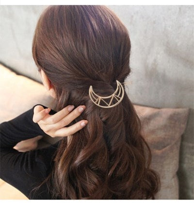 2 PCS Fashion Woman Hair Accessories Triangle Hair Clip Pin Metal Geometric Alloy Hairband