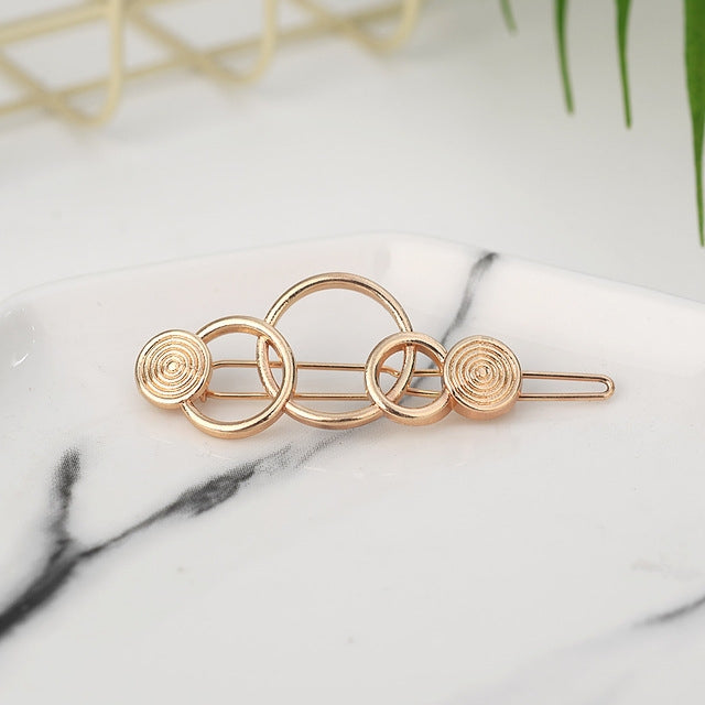 2 PCS Fashion Woman Hair Accessories Triangle Hair Clip Pin Metal Geometric Alloy Hairband