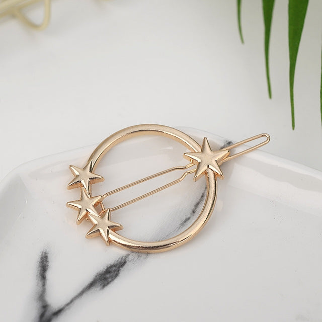 2 PCS Fashion Woman Hair Accessories Triangle Hair Clip Pin Metal Geometric Alloy Hairband