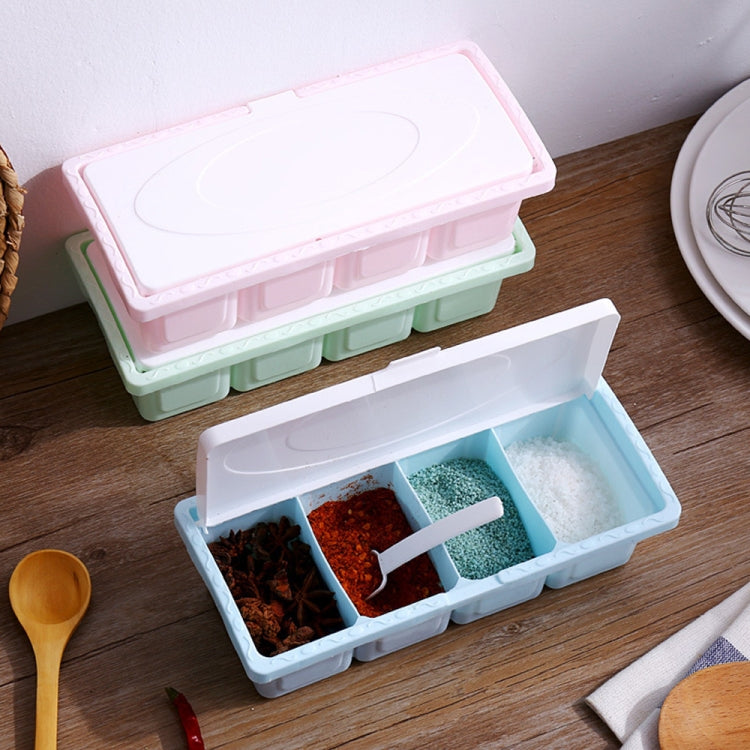 2 PCS Creative Food Grade Plastic with Cover Four Grain Seasoning Box Kitchen Spice Jar(Pink)