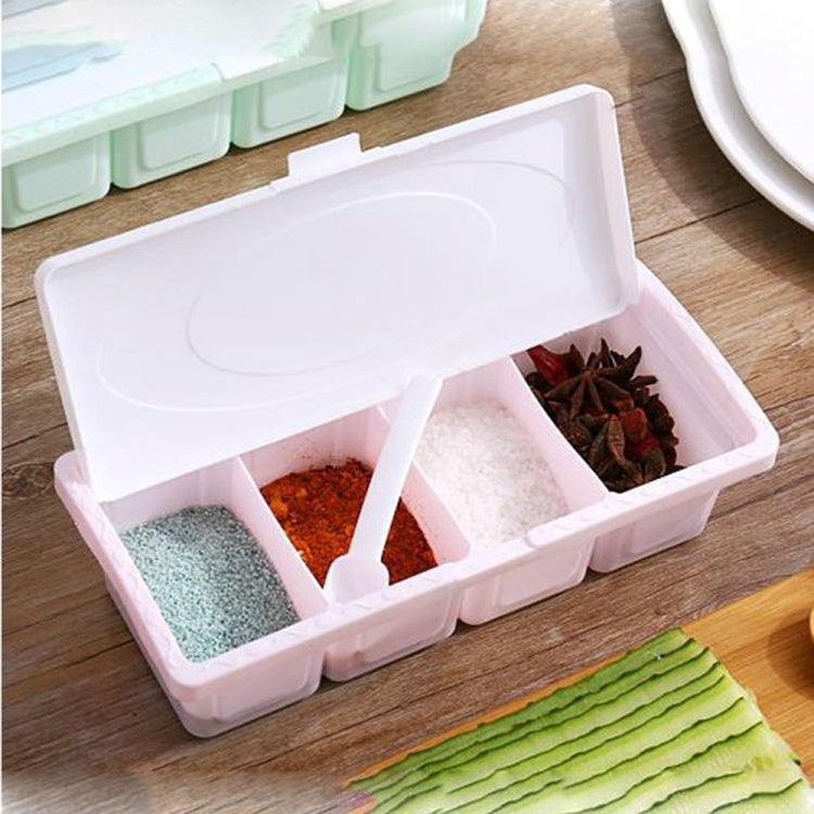 2 PCS Creative Food Grade Plastic with Cover Four Grain Seasoning Box Kitchen Spice Jar(Pink)