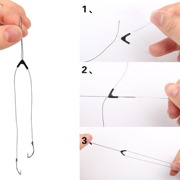 50 PCS/Set Double Hooks Contactor Device Fishing Line Space Bifurcation Eight Type Space Bean Line Swivel Tying Tool