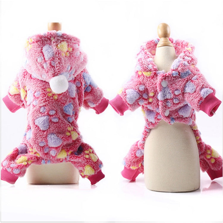Dog Pajamas Fleece Jumpsuit Autumn Winter Dog Clothes Four legs Warm Pet Clothes, Size:M