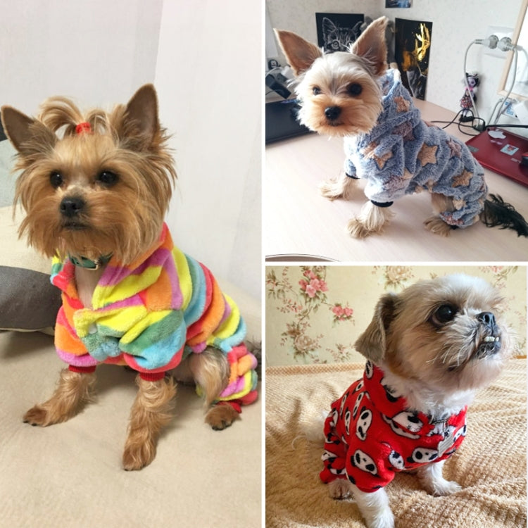 Dog Pajamas Fleece Jumpsuit Autumn Winter Dog Clothes Four legs Warm Pet Clothes, Size:L