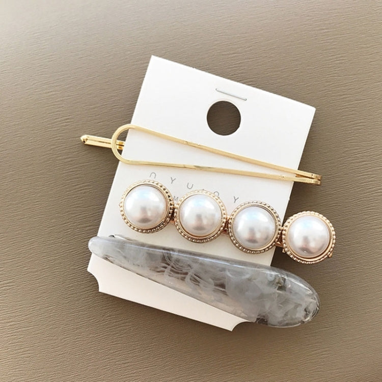 Women Metal Pearl Marble Hair Clip Combination Hair Styling Accessories