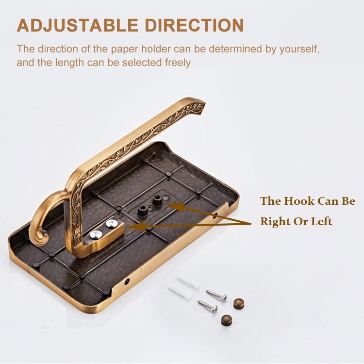 Antique Carved Zinc Alloy Bathroom Paper Mobile Phone Holder With Hook, Color:Black