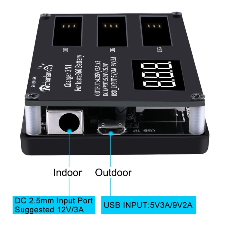 Micro USB Triple Battery Charger for Insta360 ONE X Panoramic Camera