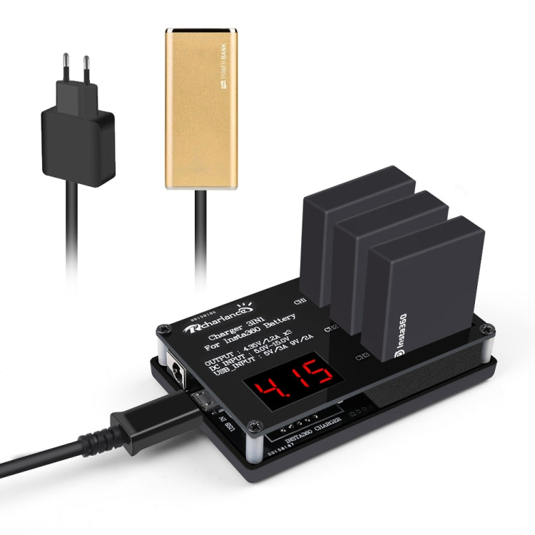 Micro USB Triple Battery Charger for Insta360 ONE X Panoramic Camera