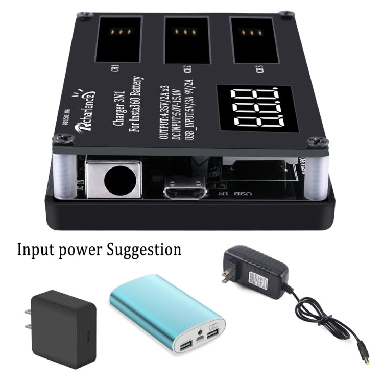 Micro USB Triple Battery Charger for Insta360 ONE X Panoramic Camera