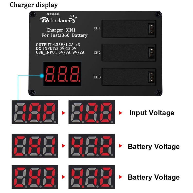 Micro USB Triple Battery Charger for Insta360 ONE X Panoramic Camera