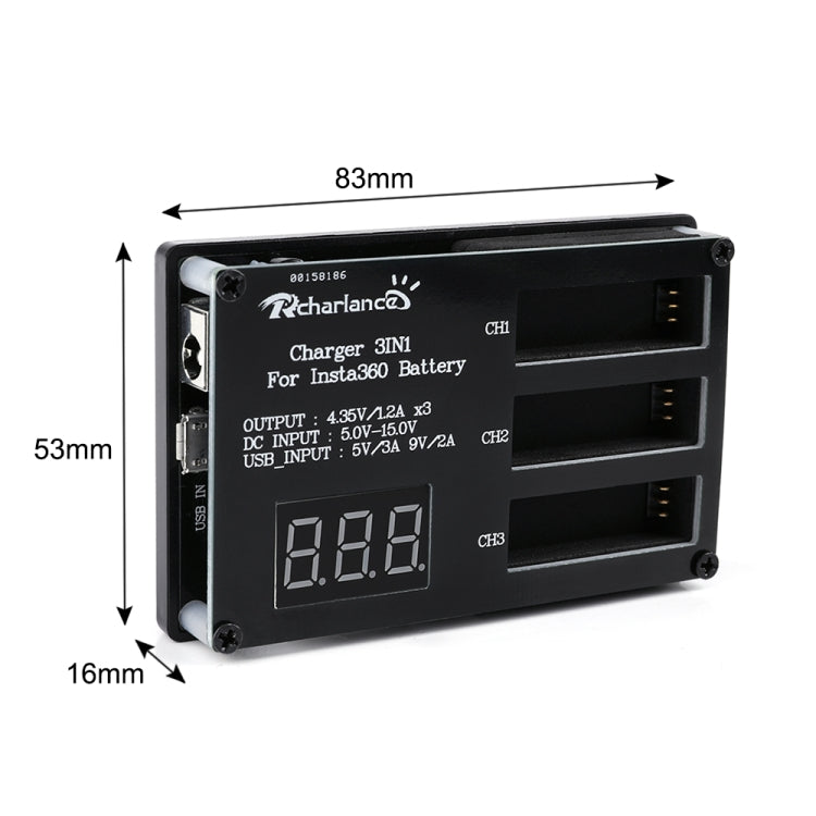 Micro USB Triple Battery Charger for Insta360 ONE X Panoramic Camera