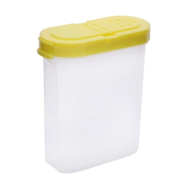 Creative Food Grade Plastic Oval Double Cover Seasoning Box Kitchen Utility(Yellow)