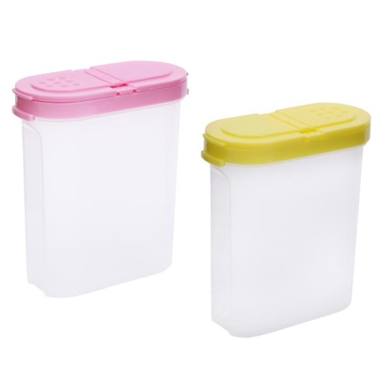 Creative Food Grade Plastic Oval Double Cover Seasoning Box Kitchen Utility(Yellow)