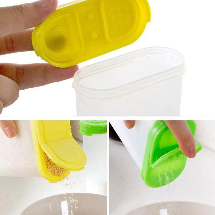 Creative Food Grade Plastic Oval Double Cover Seasoning Box Kitchen Utility(Yellow)