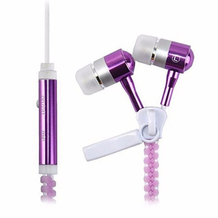 Glowing Zipper Sport Music Wired Earphones for 3.5mm Jack Phones