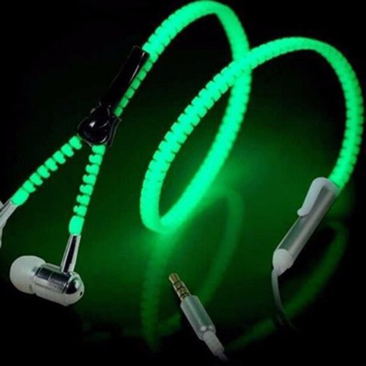 Glowing Zipper Sport Music Wired Earphones for 3.5mm Jack Phones