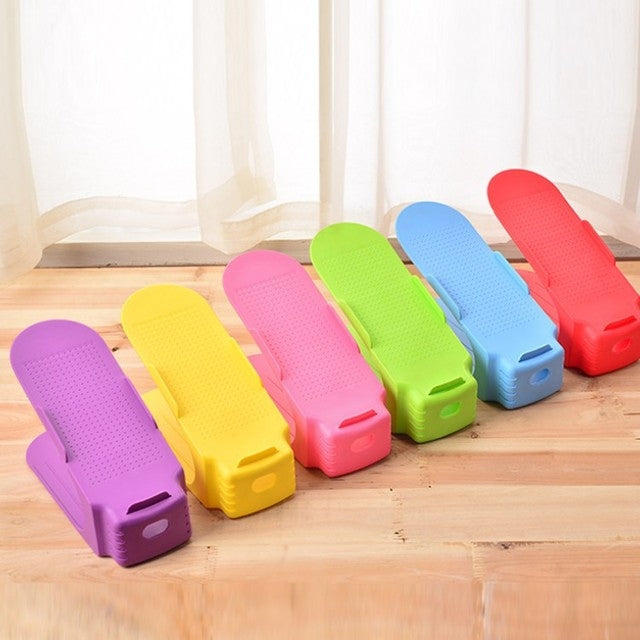 2 PCS  One-piece Double-layer Creative Shoe Rack Simple Clean Storage Shoe Rack(Random Color Delivery)