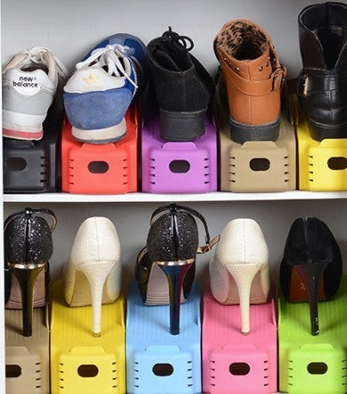 2 PCS  One-piece Double-layer Creative Shoe Rack Simple Clean Storage Shoe Rack(Random Color Delivery)
