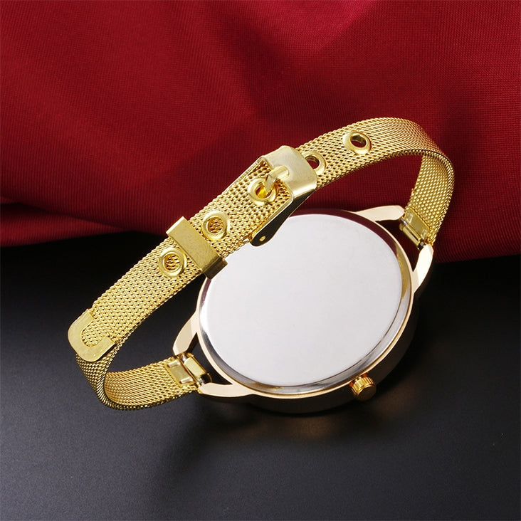 Solid Color Large Dial Stainless Steel Slim Mesh Belt Quartz Watch for Women