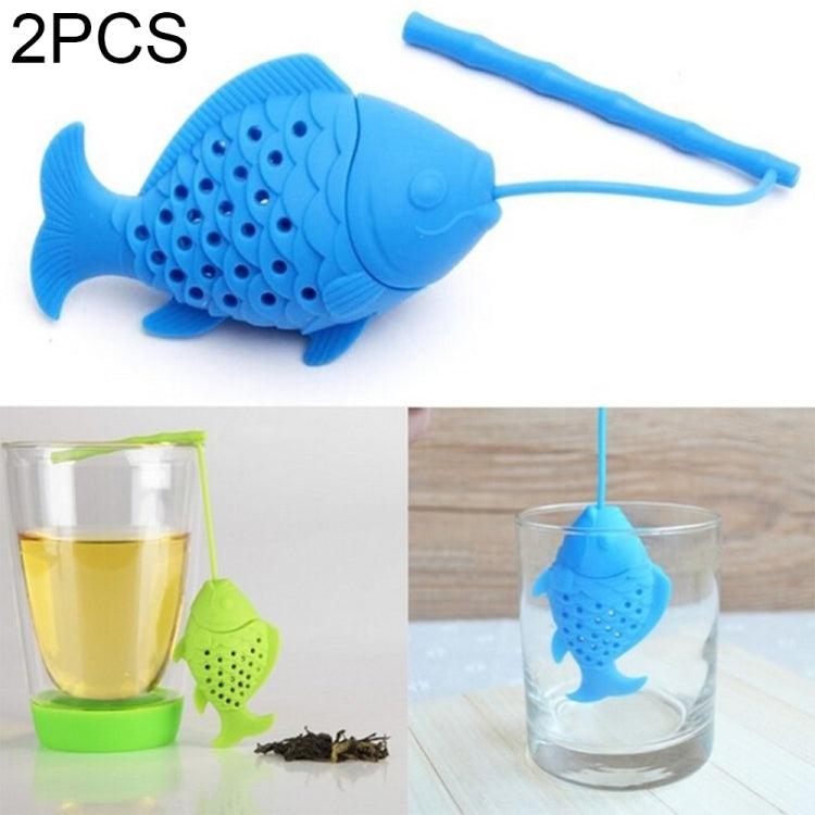 2 PCS Kawaii Fish Design Food Grade Silicone Tea Leaf Strainer Diffusion Herbal Spice Infuser Filter, Color Random