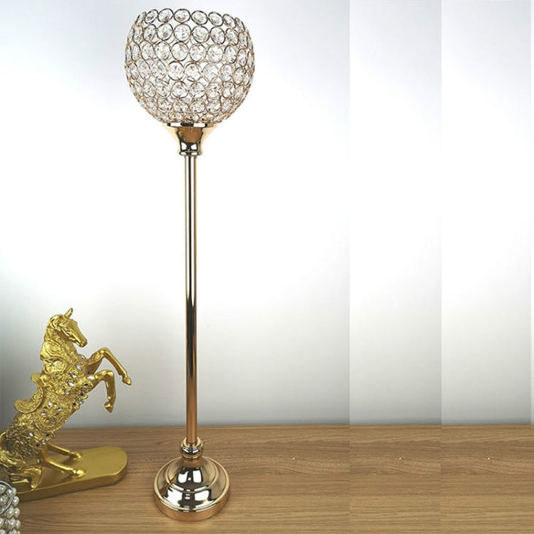 Single Head Ball Crystal Candlestick Metal Crafts Decoration(Gold)