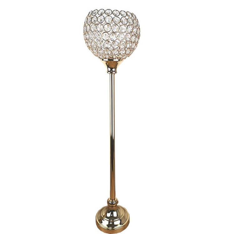 Single Head Ball Crystal Candlestick Metal Crafts Decoration(Gold)