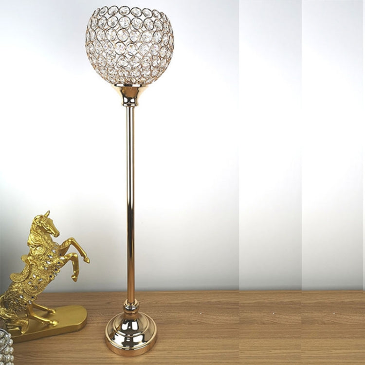 Single Head Ball Crystal Candlestick Metal Crafts Decoration(Gold)