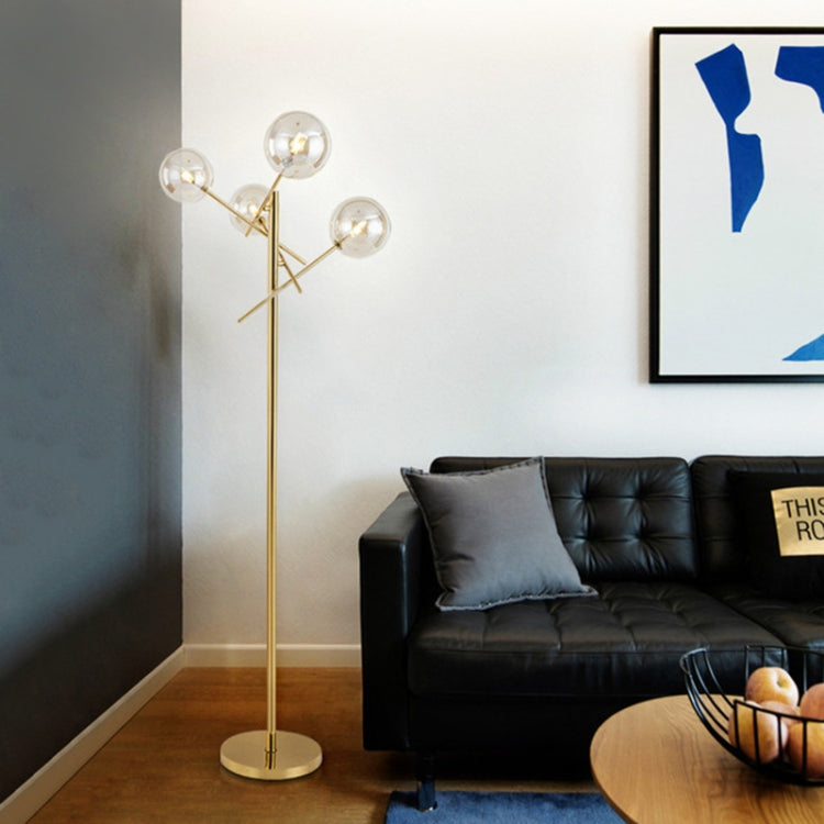 G4 LED Glass Ball Floor Lamp Living Room Sofa Bedroom Study(Gold)
