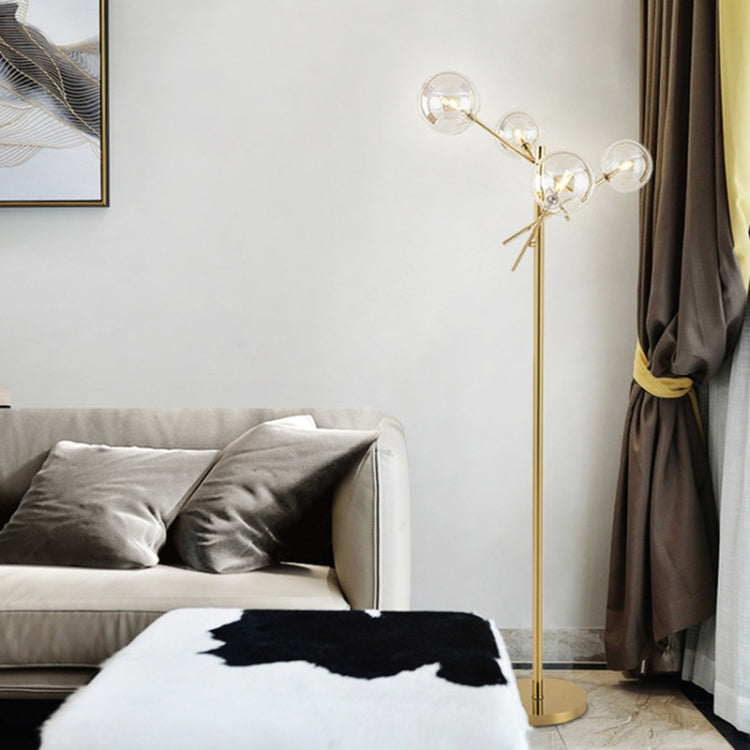 G4 LED Glass Ball Floor Lamp Living Room Sofa Bedroom Study(Gold)