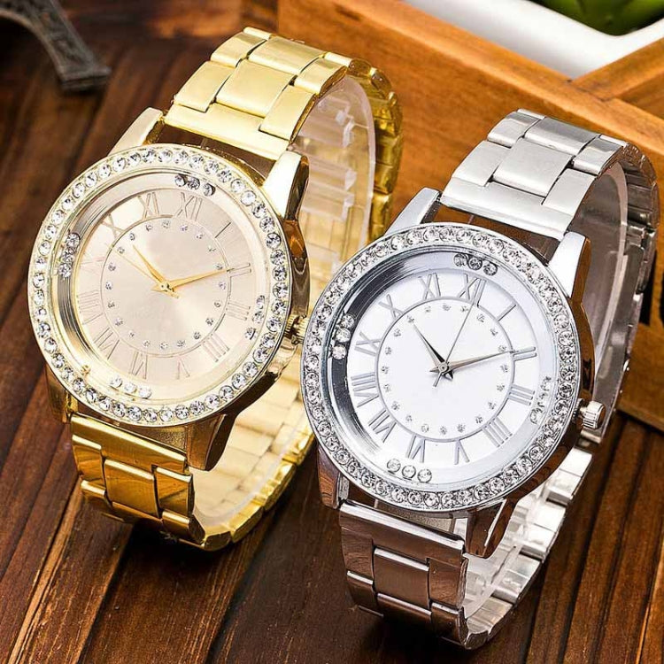 2 PCS Stainless Steel Wrist Watchs Crystal Quartz Bracelet Watch