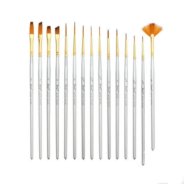 15 PCS Nylon Wool Wold Plated Copper Tube Silver Rod Hook Line Brush Set