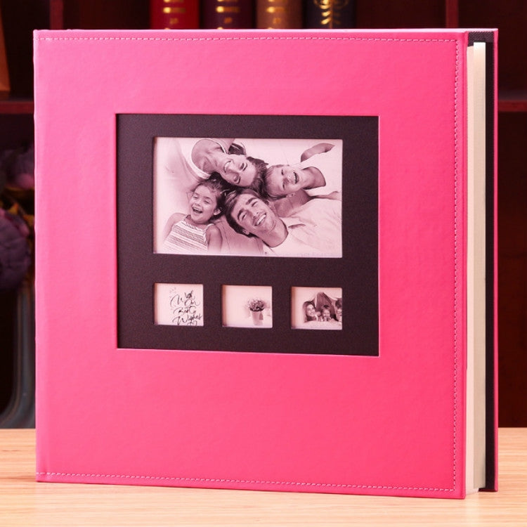 Family Album 100 Pages Oversized 6 inch 600 Photos Large-capacity Interstitial PU Leather Album Baby Growth Commemorative Album Book(Standard Skin Pink)