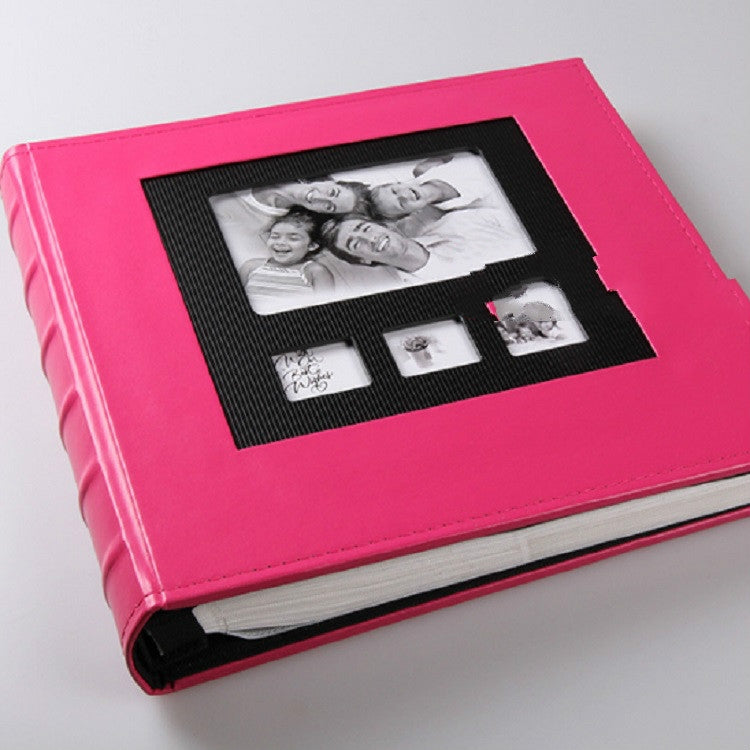 Family Album 100 Pages Oversized 6 inch 600 Photos Large-capacity Interstitial PU Leather Album Baby Growth Commemorative Album Book(Standard Skin Pink)