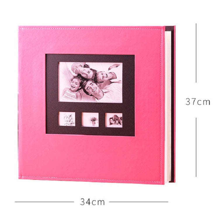 Family Album 100 Pages Oversized 6 inch 600 Photos Large-capacity Interstitial PU Leather Album Baby Growth Commemorative Album Book(Standard Skin Pink)
