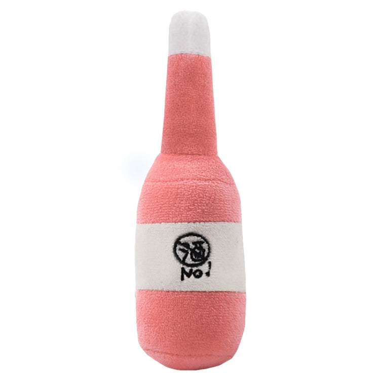 PE17A541 3 PCS Pet Dog Toys Training Squeaky Sound Milk Wine Bottle Shape Plush Dog Chew Toys(Red)