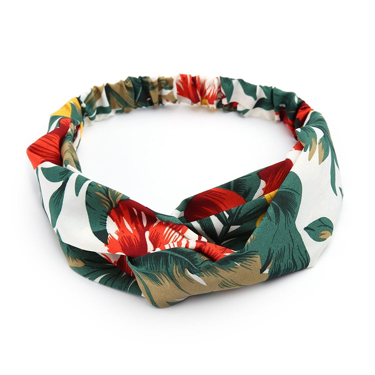 5 PCS Retro Floral Printed Ladies Classic Cross Hair Bands