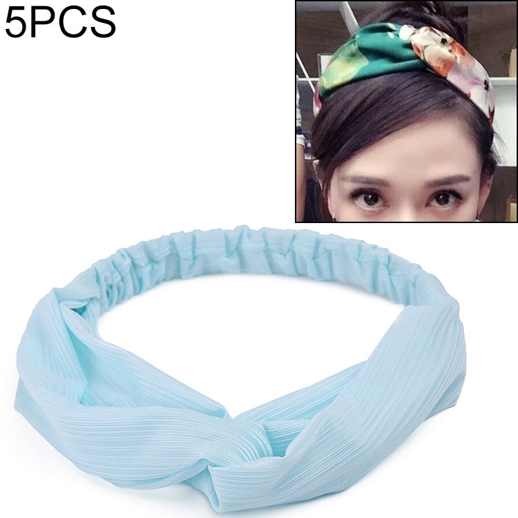 5 PCS Retro Floral Printed Ladies Classic Cross Hair Bands