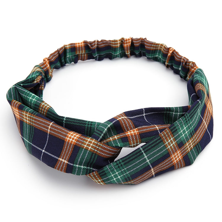5 PCS Retro Floral Printed Ladies Classic Cross Hair Bands